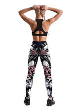 Load image into Gallery viewer, Women&#39;s Gothic Girl &amp; Roses Yoga Gym Fitness Leggings