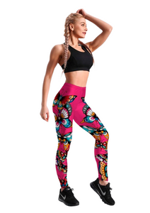 Women's Two Sided Butterflies Yoga Gym Fitness Leggings