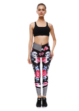 Load image into Gallery viewer, Women&#39;s Red Roses &amp; Skull Yoga Gym Fitness Leggings