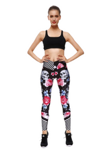 Load image into Gallery viewer, Women&#39;s Red Roses &amp; Skull Yoga Gym Fitness Leggings