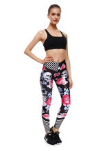 Load image into Gallery viewer, Women&#39;s Red Roses &amp; Skull Yoga Gym Fitness Leggings