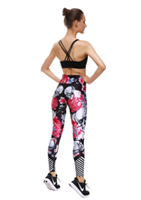 Load image into Gallery viewer, Women&#39;s Red Roses &amp; Skull Yoga Gym Fitness Leggings