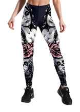 Load image into Gallery viewer, Women&#39;s Gothic Girl &amp; Roses Yoga Gym Fitness Leggings