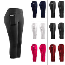 Load image into Gallery viewer, Women Sports Running Active Capri Leggings With Side Pockets