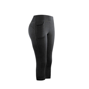 Women Sports Running Active Capri Leggings With Side Pockets