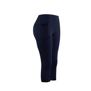 Women Sports Running Active Capri Leggings With Side Pockets