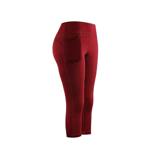 Women Sports Running Active Capri Leggings With Side Pockets