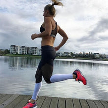 Load image into Gallery viewer, Women Workout Leggings With Breathable Mesh and Black or White Patchwork