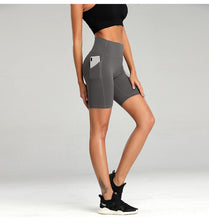 Load image into Gallery viewer, Women High Waist Gym Shorts With Phone Pocket