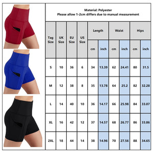 Women's Solid Colour High Waist Yoga Short Side Pocket