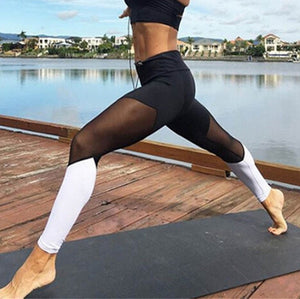 Women's Breathable Mesh Splicing Color Leggings