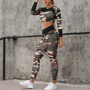 Comfortable Camo Yoga Set - Seamless leggings with Camouflage Matching Top