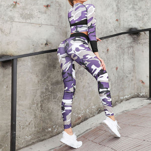 Comfortable Camo Yoga Set - Seamless leggings with Camouflage Matching Top