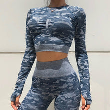 Load image into Gallery viewer, Women&#39;s 2 Piece Workout Set Long Sleeve Crop Top with Shaping Leggings