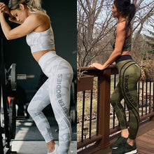 Load image into Gallery viewer, Women High Waist Camo Design with Text Sportswear Leggings