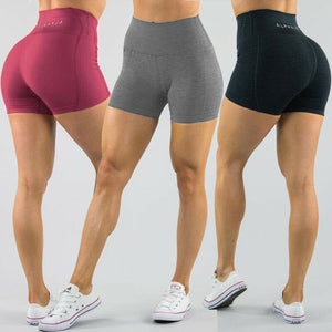 Women High Waist Gym Yoga Sports Workout Running Fitness Short With Side Pocket