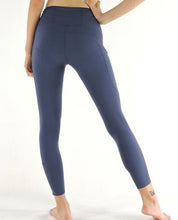 Load image into Gallery viewer, Women&#39;s High Waist Leggings Ankle-Length Pants Blue with Pocket