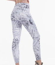 Load image into Gallery viewer, Women&#39;s High Waist Leggings Ankle-Length Pants White with Flower Design