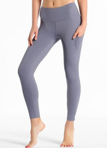 Women's High Waist Leggings Ankle-Length Pants Lilac with Pocket