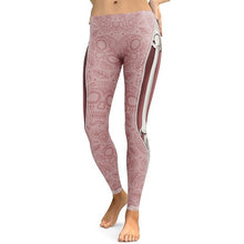 Load image into Gallery viewer, Women Yoga Gym Fitness Leggings in pink with bone effect print