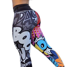 Load image into Gallery viewer, Women Yoga Gym Activewear Leggings in black with Graffiti pattern