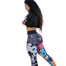 Load image into Gallery viewer, Women Yoga Gym Activewear Leggings in black with Graffiti pattern