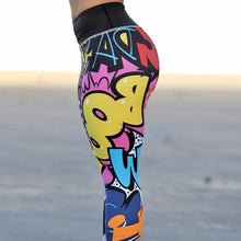 Load image into Gallery viewer, Women Yoga Gym Activewear Leggings in black with Graffiti pattern