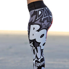 Load image into Gallery viewer, Women Yoga Gym Activewear Leggings in black with Graffiti pattern