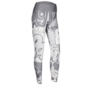 Women Yoga Gym Activewear Leggings in black with Graffiti pattern