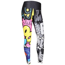 Load image into Gallery viewer, Women Yoga Gym Activewear Leggings in black with Graffiti pattern